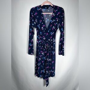 Banana Republic Navy Floral Wrap Dress